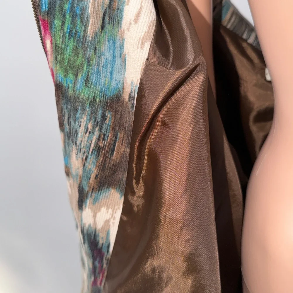 Abstract Textured Maximalism Corduroy Zip Up XL Jacket Art To Wear Artsy Boho